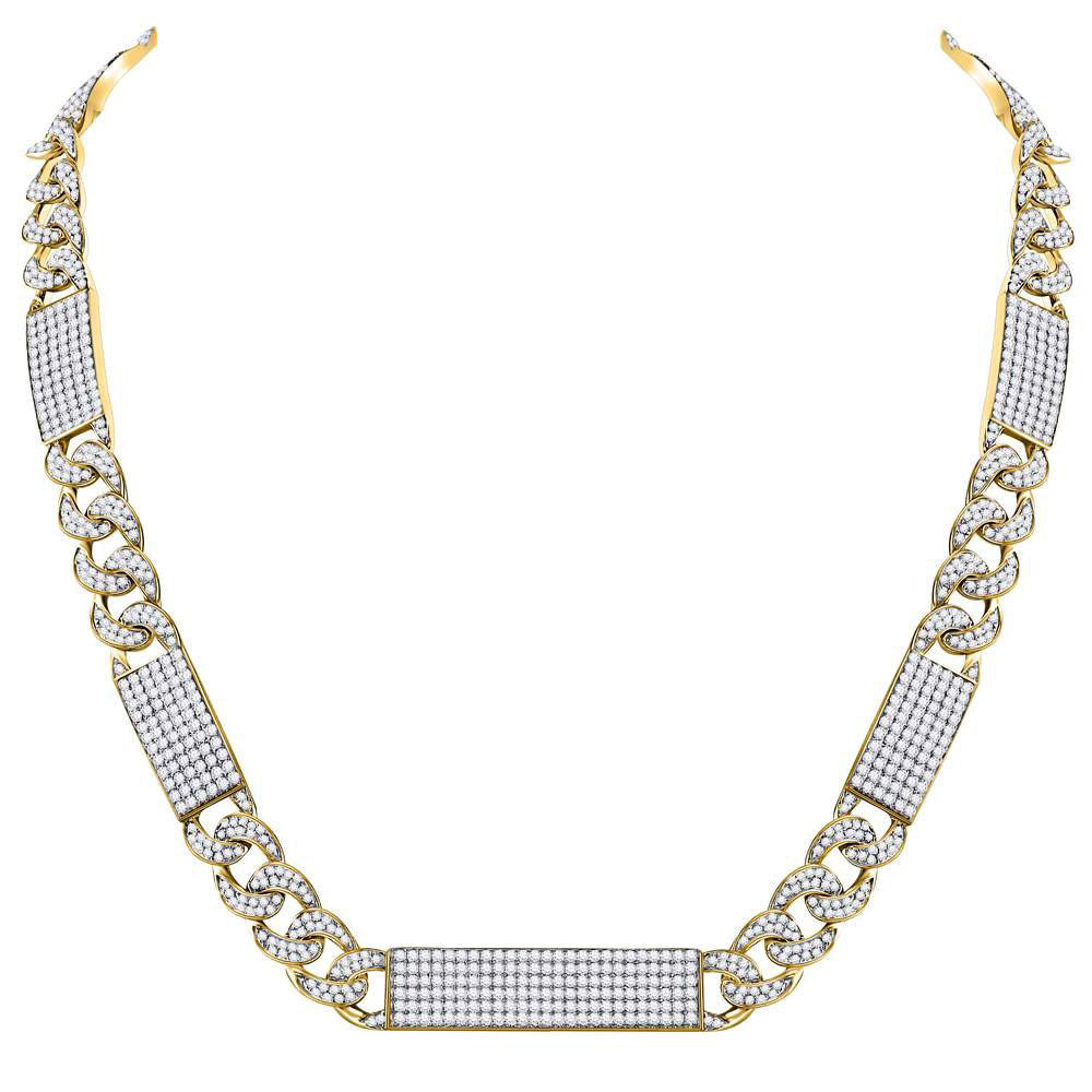 10kt Yellow Gold Mens Round Diamond Cuban Link 24-inch Necklace 24-1/2 Cttw