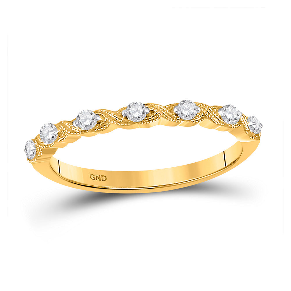 14kt Yellow Gold Womens Round Diamond XOXO Stackable Band Ring 1/8 Cttw