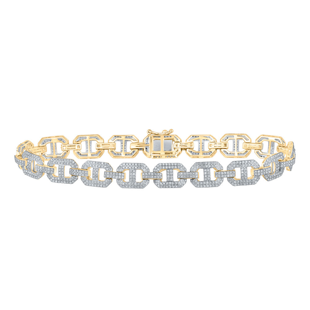 10kt Yellow Gold Mens Round Diamond Gucci Link Bracelet 3-1/4 Cttw