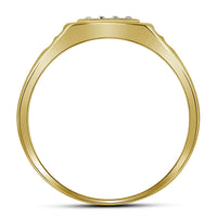Load image into Gallery viewer, 10kt Yellow Gold Mens Round Diamond Square Cluster Ring 1/4 Cttw
