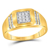 Load image into Gallery viewer, 10kt Yellow Gold Mens Round Diamond Square Cluster Ring 1/4 Cttw
