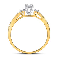 Load image into Gallery viewer, 10kt Yellow Gold Womens Round Diamond 3-stone Promise Ring 1/6 Cttw
