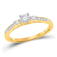 Load image into Gallery viewer, 10kt Yellow Gold Womens Round Diamond 3-stone Promise Ring 1/6 Cttw
