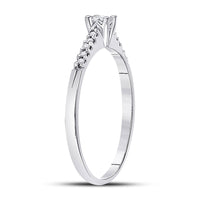 Load image into Gallery viewer, 10kt White Gold Womens Round Diamond Solitaire Promise Ring 1/8 Cttw
