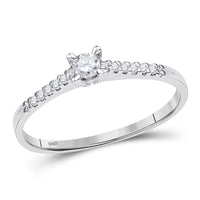 Load image into Gallery viewer, 10kt White Gold Womens Round Diamond Solitaire Promise Ring 1/8 Cttw
