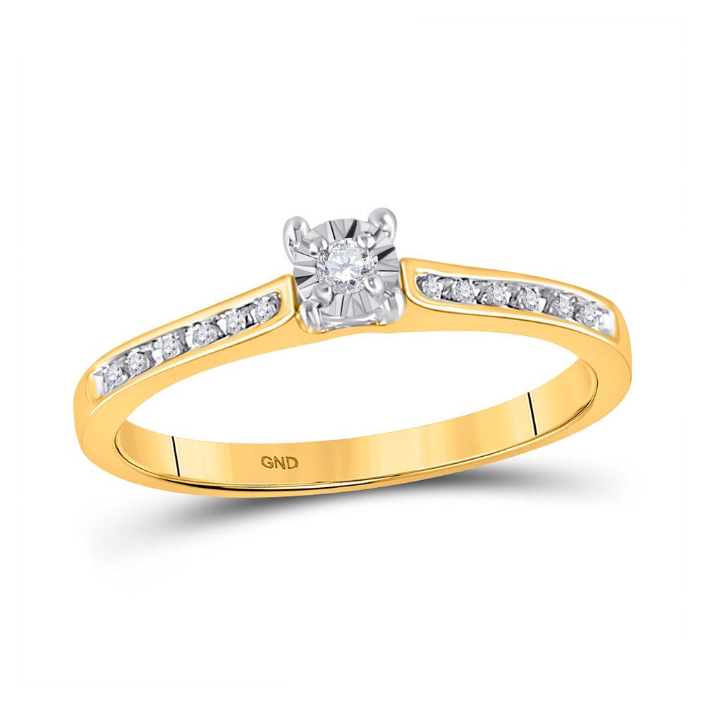 10kt Yellow Gold Round Diamond Solitaire Bridal Wedding Engagement Ring 1/10 Cttw