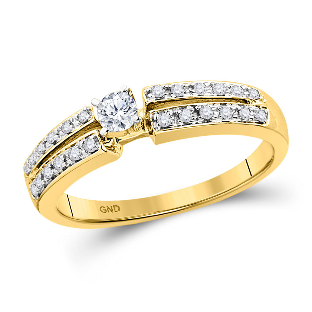 10kt Yellow Gold Round Diamond Solitaire Bridal Wedding Engagement Ring 1/4 Cttw