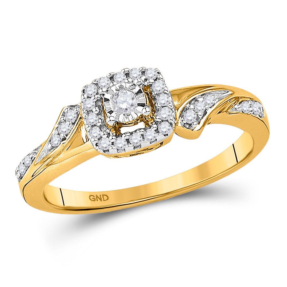10kt Yellow Gold Womens Round Diamond Solitaire Promise Ring 1/6 Cttw