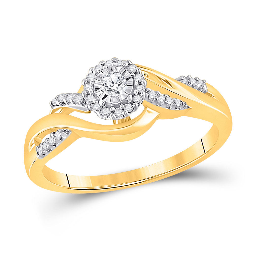 10kt Yellow Gold Womens Round Diamond Solitaire Promise Ring 1/6 Cttw
