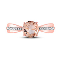 Load image into Gallery viewer, 10kt Rose Gold Womens Round Morganite Diamond Solitaire Ring 7/8 Cttw

