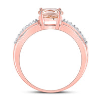 Load image into Gallery viewer, 10kt Rose Gold Womens Round Morganite Diamond Solitaire Ring 7/8 Cttw
