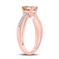Load image into Gallery viewer, 10kt Rose Gold Womens Round Morganite Diamond Solitaire Ring 7/8 Cttw
