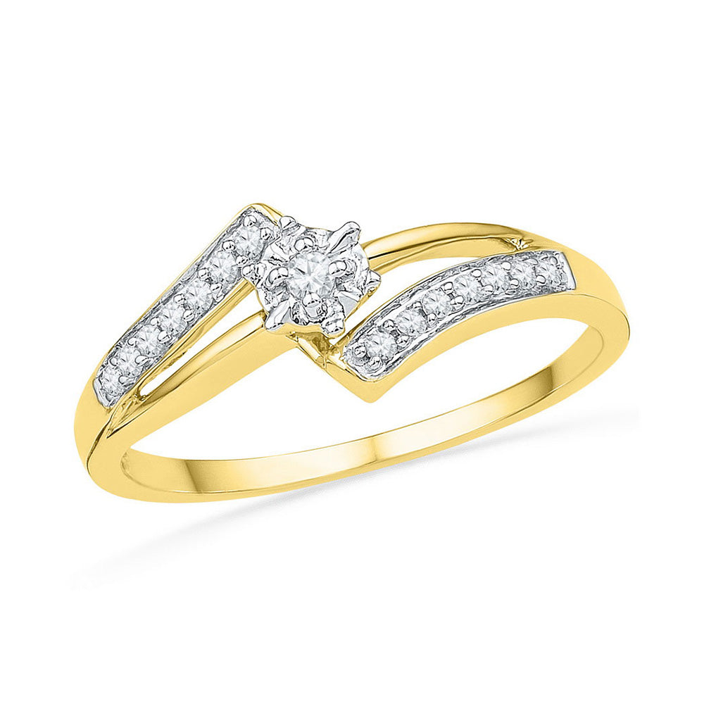 10kt Yellow Gold Round Diamond Solitaire Bridal Wedding Engagement Ring 1/10 Cttw