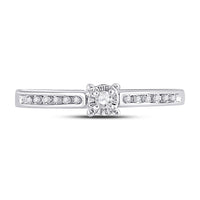 Load image into Gallery viewer, 10kt White Gold Round Diamond Solitaire Bridal Wedding Engagement Ring 1/10 Cttw
