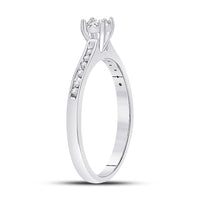 Load image into Gallery viewer, 10kt White Gold Round Diamond Solitaire Bridal Wedding Engagement Ring 1/10 Cttw

