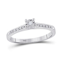 Load image into Gallery viewer, 10kt White Gold Round Diamond Solitaire Bridal Wedding Engagement Ring 1/10 Cttw
