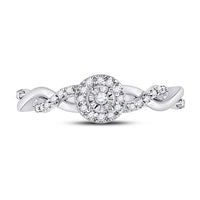 Load image into Gallery viewer, 10kt White Gold Womens Round Diamond Solitaire Twist Woven Promise Ring 1/6 Cttw
