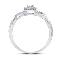 Load image into Gallery viewer, 10kt White Gold Womens Round Diamond Solitaire Twist Woven Promise Ring 1/6 Cttw
