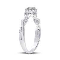 Load image into Gallery viewer, 10kt White Gold Womens Round Diamond Solitaire Twist Woven Promise Ring 1/6 Cttw
