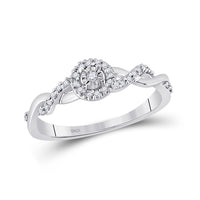 Load image into Gallery viewer, 10kt White Gold Womens Round Diamond Solitaire Twist Woven Promise Ring 1/6 Cttw
