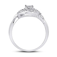 Load image into Gallery viewer, 10kt White Gold Womens Round Diamond Solitaire Twist Promise Ring 1/6 Cttw
