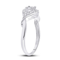 Load image into Gallery viewer, 10kt White Gold Womens Round Diamond Solitaire Twist Promise Ring 1/6 Cttw
