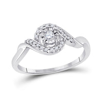 Load image into Gallery viewer, 10kt White Gold Womens Round Diamond Solitaire Twist Promise Ring 1/6 Cttw
