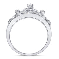Load image into Gallery viewer, 10k White Gold Round Diamond Womens Womens Crown Tiara Cocktail Band 1/5 Cttw
