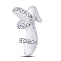 Load image into Gallery viewer, 10kt White Gold Womens Round Diamond Stiletto Shoe Pendant 1/20 Cttw
