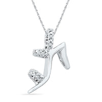 Load image into Gallery viewer, 10kt White Gold Womens Round Diamond Stiletto Shoe Pendant 1/20 Cttw
