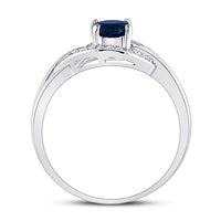 Load image into Gallery viewer, Sterling Silver Womens Round Synthetic Blue Sapphire Solitaire Diamond Ring 5/8 Cttw
