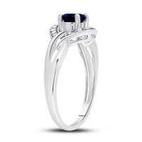 Load image into Gallery viewer, Sterling Silver Womens Round Synthetic Blue Sapphire Solitaire Diamond Ring 5/8 Cttw
