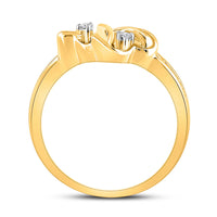 Load image into Gallery viewer, 10kt Yellow Gold Womens Round Diamond Double Heart Ring 1/10 Cttw

