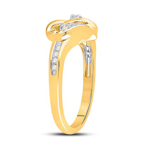 Load image into Gallery viewer, 10kt Yellow Gold Womens Round Diamond Double Heart Ring 1/10 Cttw
