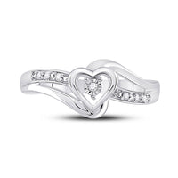 Load image into Gallery viewer, 10kt White Gold Womens Round Diamond Heart Promise Ring .03 Cttw
