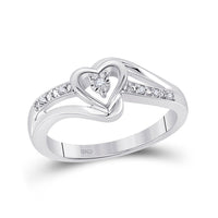 Load image into Gallery viewer, 10kt White Gold Womens Round Diamond Heart Promise Ring .03 Cttw
