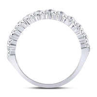 Load image into Gallery viewer, 14kt White Gold Womens Round Diamond Wedding Single Row Band 1 Cttw
