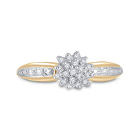Load image into Gallery viewer, 10kt Yellow Gold Womens Round Diamond Cluster Ring 1/10 Cttw
