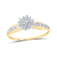 Load image into Gallery viewer, 10kt Yellow Gold Womens Round Diamond Cluster Ring 1/10 Cttw
