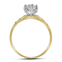 Load image into Gallery viewer, 10kt Yellow Gold Womens Round Diamond Marquise-shape Cluster Ring 1/10 Cttw
