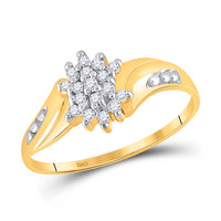 Load image into Gallery viewer, 10kt Yellow Gold Womens Round Diamond Cluster Ring 1/8 Cttw
