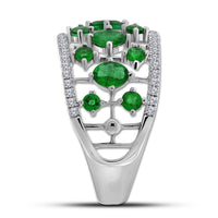 Load image into Gallery viewer, 18kt White Gold Womens Oval Emerald Fashion Ring 1-5/8 Cttw
