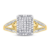 Load image into Gallery viewer, 10kt Yellow Gold Womens Round Diamond Cluster Ring 1/6 Cttw
