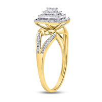 Load image into Gallery viewer, 10kt Yellow Gold Womens Round Diamond Cluster Ring 1/6 Cttw
