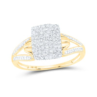 Load image into Gallery viewer, 10kt Yellow Gold Womens Round Diamond Cluster Ring 1/6 Cttw
