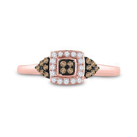 Load image into Gallery viewer, 10kt Rose Gold Womens Round Brown Diamond Square Cluster Ring 1/5 Cttw
