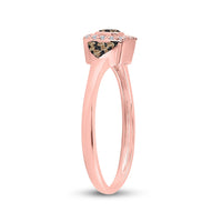 Load image into Gallery viewer, 10kt Rose Gold Womens Round Brown Diamond Square Cluster Ring 1/5 Cttw
