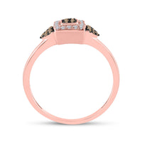Load image into Gallery viewer, 10kt Rose Gold Womens Round Brown Diamond Square Cluster Ring 1/5 Cttw
