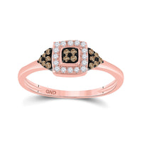 Load image into Gallery viewer, 10kt Rose Gold Womens Round Brown Diamond Square Cluster Ring 1/5 Cttw
