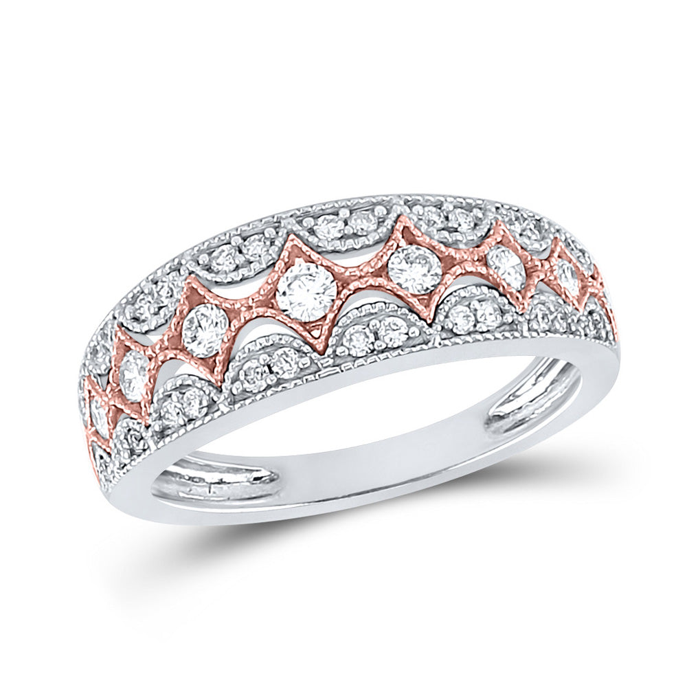 10kt Two-tone Gold Womens Round Diamond Band Ring 1/2 Cttw